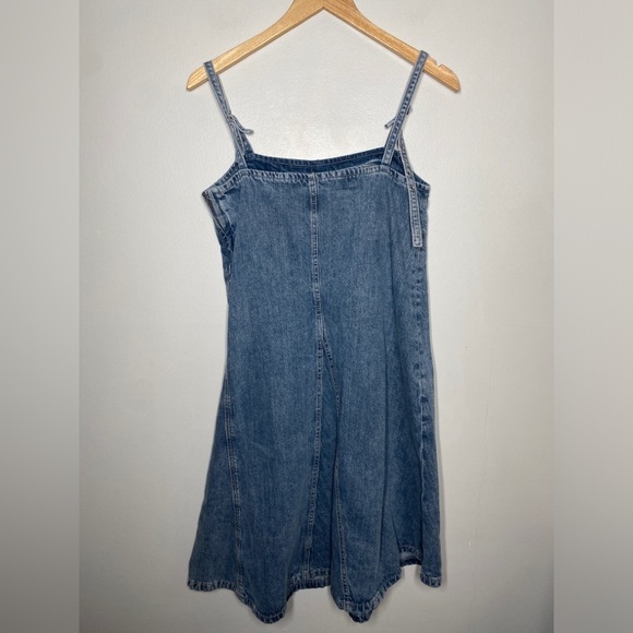 Zara Denim Suspender 100% Cotton Midi Dress - Picture 9 of 12